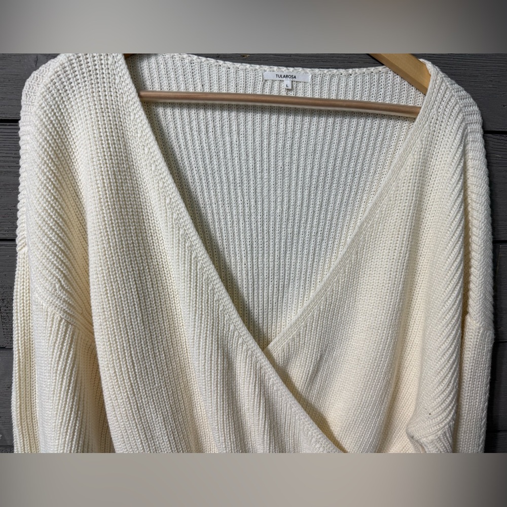 Tularosa Revolve Mia Cream Winter White Ivory Surplice Mini Dress Sz Large - Picture 5 of 14